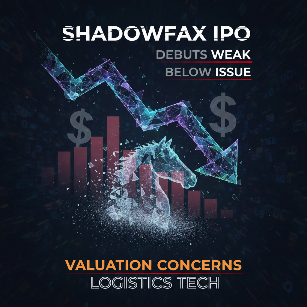Shadowfax IPO debuts weak, trades below issue price; valuation concerns weigh on logistics tech.