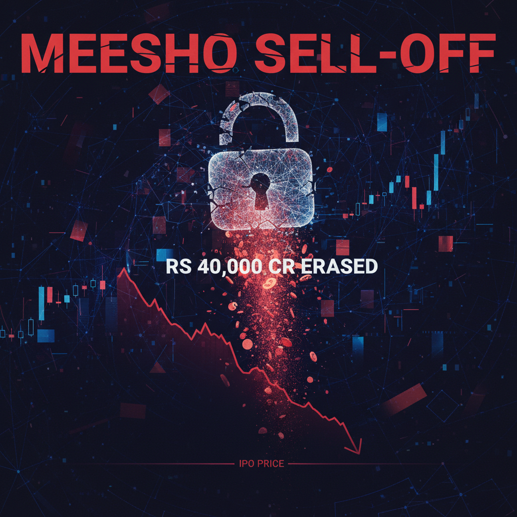 Lock-up expiry sparks Meesho sell-off, erasing Rs 40,000 cr as stock nears IPO price.